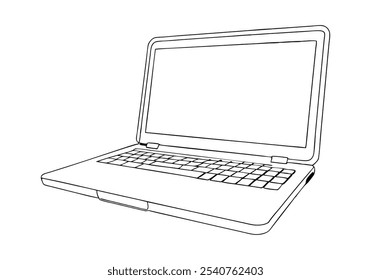 Continuous Line Art of a Laptop. Minimalist Technology Illustration for Office and Digital Themes