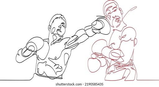 Continuous Line Art Minimalist Boxing Boxer Knockout KO Punch Vector Art