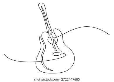 Kontinuierliche Line Art minimalistisches Design Konzept akustische Gitarre mit aufwändigen Innen-Line-Arbeit, die die Komplexität des Klangs.