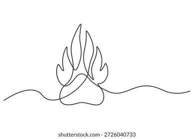 Concepto de diseño minimalista de arte de línea continua huella de pata de perro peludo