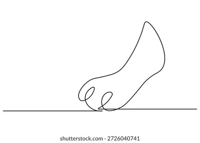 Linha contínua arte design minimalista pata de cachorro conceito pisando para a frente