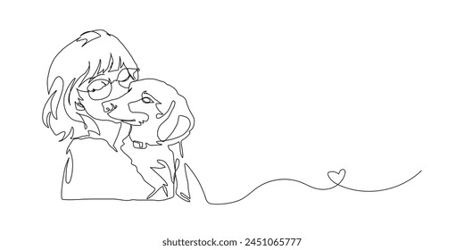 Línea continua de arte de la maternidad, mamá perro, tarjeta del día de la madre feliz, dibujo de una línea, silueta de padres e hijos dibujada a mano. Ilustración vectorial