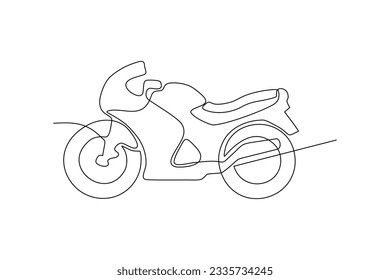 continuous line art motorcycle illustration