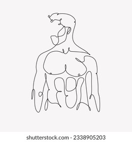 continuous line art of muscular man