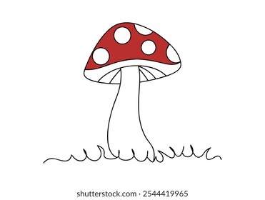 Continuous Line Art of Mushroom – Minimalist Fungi and Nature Illustration