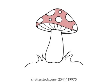 Continuous Line Art of Mushroom – Minimalist Fungi and Nature Illustration