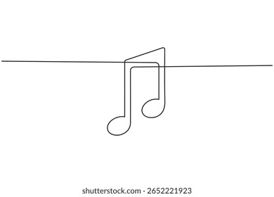 Continuous line art of music symbols and notes isolated on white background