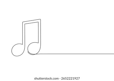 Continuous line art of music symbols and notes isolated on white background