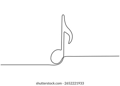 Continuous line art of music symbols and notes isolated on white background