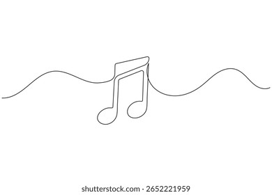 Continuous line art of music symbols and notes isolated on white background