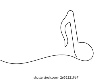 Continuous line art of music symbols and notes isolated on white background