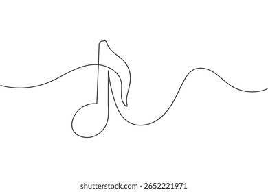 Continuous line art of music symbols and notes isolated on white background