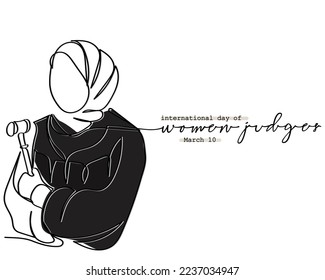 CONTINUOUS LINE ART OF MUSLIM JUDGE.