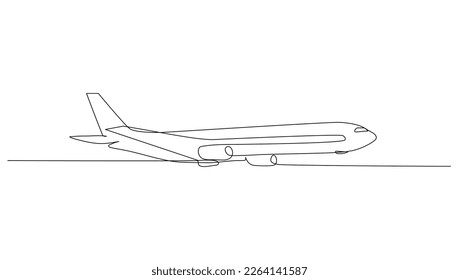 Continuous line art or One Line Airliner drawing for vector illustration, business transportation. transportation in the air. graphic design modern continuous line drawing