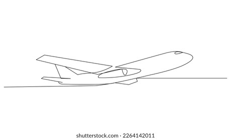 Continuous line art or One Line Airliner drawing for vector illustration, business transportation. transportation in the air. graphic design modern continuous line drawing