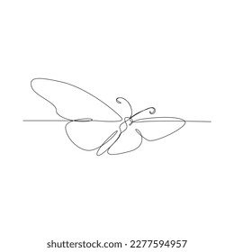 Continuous line art or one line butterfly drawing for vector illustration, insects in spring. flying butterfly concept
