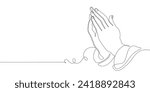 Continuous line art or One Line Drawing of prayer hands Vector illustrations