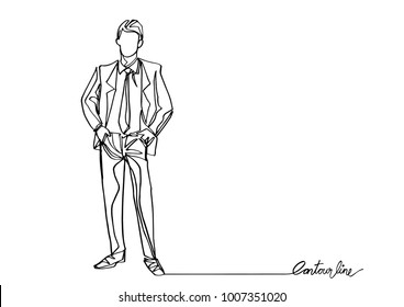 Continuous line art or One Line Drawing of emotional business person.- Vector 