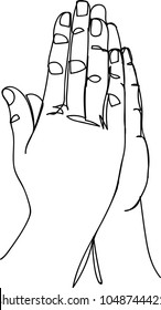 Continuous line art or One Line Drawing of prayer hand. Vector Illustration