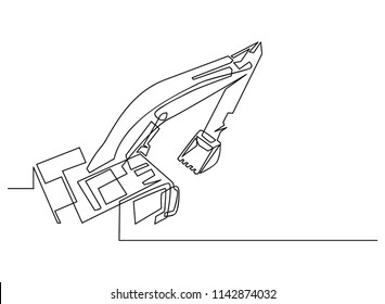 Continuous line art or One Line Drawing
backhoe Vector construction Vector illustrations