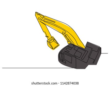 Continuous line art or One Line Drawing
backhoe Vector construction Vector illustrations