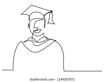 Continuous line art or One Line Drawing of  graduation students card concept congratulation card, linear style and Hand drawn Vector illustrations