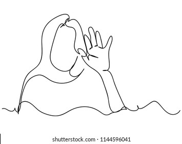 Continuous line art or One Line Drawing of the ladies.
Raise your arms and hand greetings.
Happy friendship vector illustration