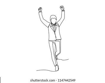 Continuous line art or One Line Drawing of running the business graph grow market concept vector illustration. Hand-drawn