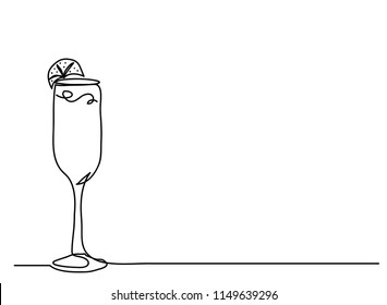 Continuous line art or One Line Drawing of wine glass Fun concept celebrates