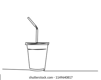 Continuous line art or One Line Drawing of glass drinking water Fun concept celebrates