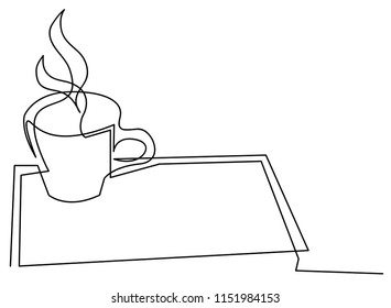 Continuous line art or One Line Drawing of coffee,warm. and Coffees cup  shop concept