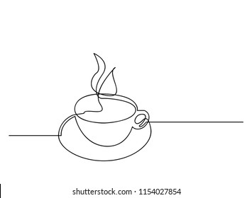 Continuous line art or One Line Drawing of coffee,warm. and Coffees cup  shop concept