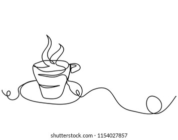Continuous line art or One Line Drawing of coffee,warm. and Coffees cup  shop concept