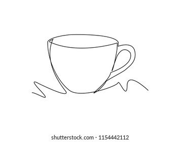 Continuous line art or One Line Drawing of coffee,warm. and Coffees cup  shop concept