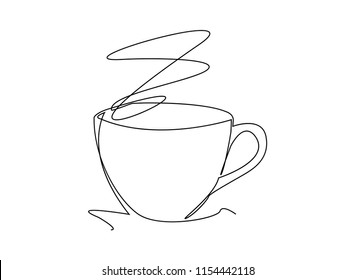 Continuous line art or One Line Drawing of coffee,warm. and Coffees cup  shop concept