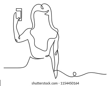 Continuous line art or One Line Drawing of ladies  are using mobile phones.
Self Portraits