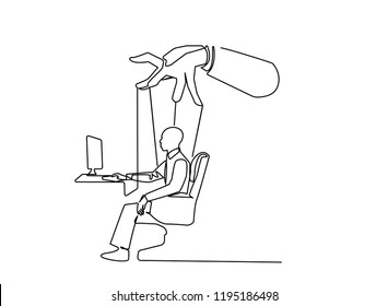 Continuous line art or One Line Drawing of business by manipulating work. Vector illustrations