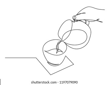 Continuous line art or One Line Drawing of coffee,warm. and Coffees cup  shop concept