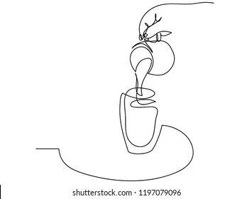 Continuous Line Art Or One Line Drawing Of Coffee,warm. And Coffees Cup  Shop Concept