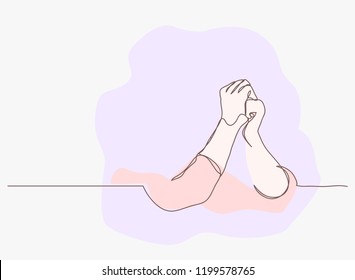 Continuous line art or One Line Drawing of  Prayer Hand,
linear style and Hand drawn Vector illustrations,outline ,cartoon doodle style.