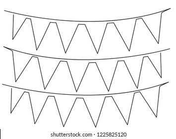 Continuous line art or One Line Drawing of Party flags, banners