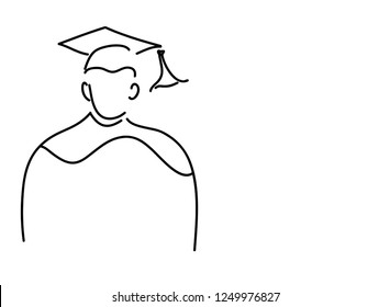 Continuous line art or One Line Drawing of  graduation students card concept congratulation card ,
linear style and Hand drawn Vector illustrations