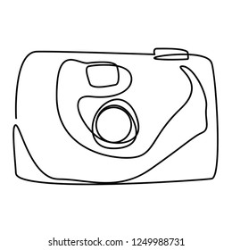 Continuous line art or One Line Drawing of a camera
linear style and Hand drawn vector illustrations, outline