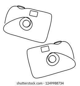 Continuous line art or One Line Drawing of a camera
linear style and Hand drawn vector illustrations, outline