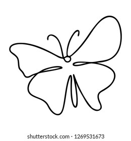 Continuous line art or One Line Drawing of Beautiful butterfly, simple, cute, vector illustration