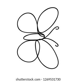 Continuous line art or One Line Drawing of Beautiful butterfly, simple, cute, vector illustration