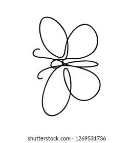 Continuous line art or One Line Drawing of Beautiful butterfly, simple, cute, vector illustration