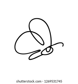 Continuous line art or One Line Drawing of Beautiful butterfly, simple, cute, vector illustration