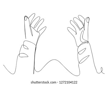 Continuous line art or One Line Drawing of  Prayer Hand,
linear style and Hand drawn Vector illustrations,outline ,cartoon doodle style.