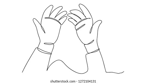 Continuous line art or One Line Drawing of  Prayer Hand,
linear style and Hand drawn Vector illustrations,outline ,cartoon doodle style.